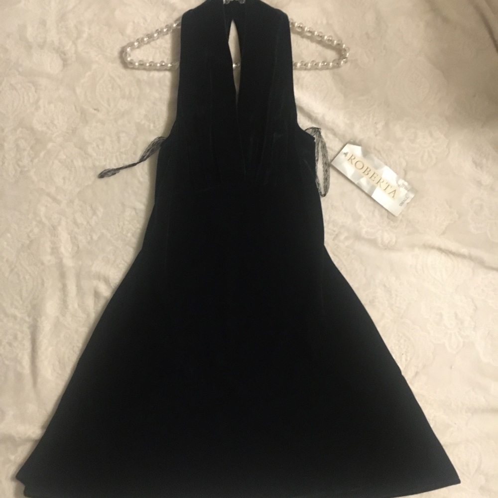 Vintage dark green velvet empire waist dress